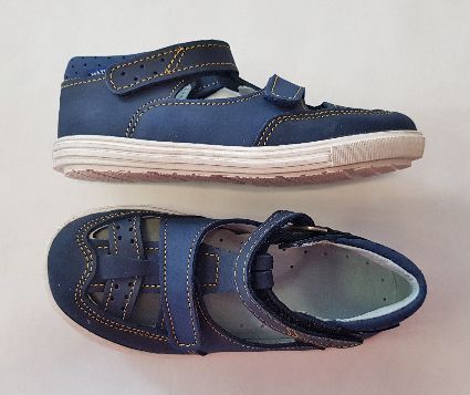 1614 MAZUEK modré kožené sandálky