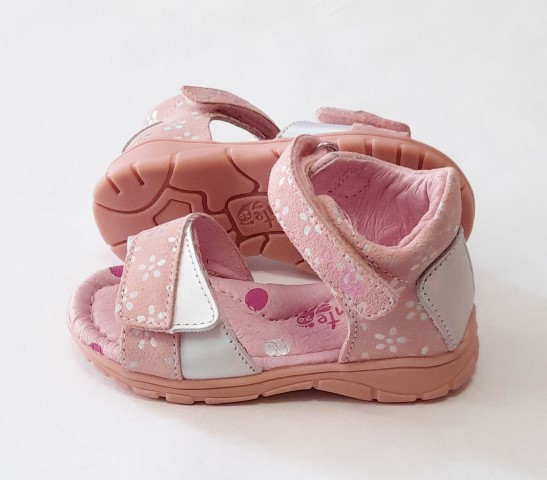 5967 PONTE strieborno ružové kožené sandále