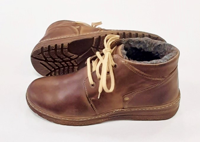 6219 GLOBEX hnedé kožené zateplené topánky