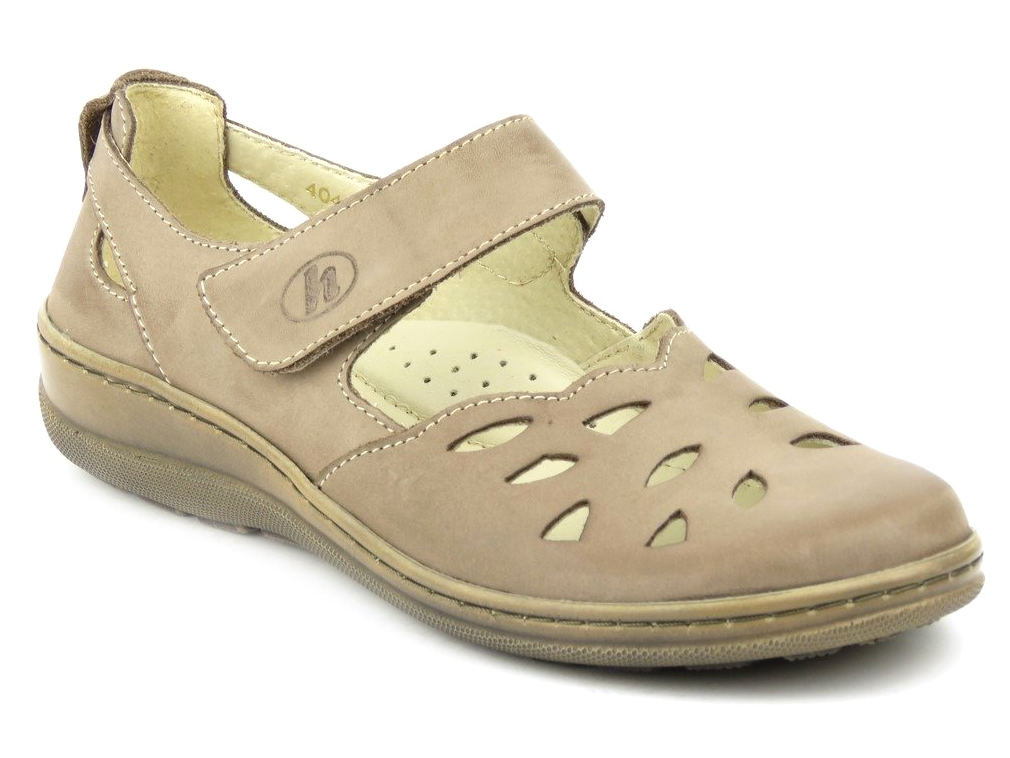 5396 HELIOS béžové kožené sandále